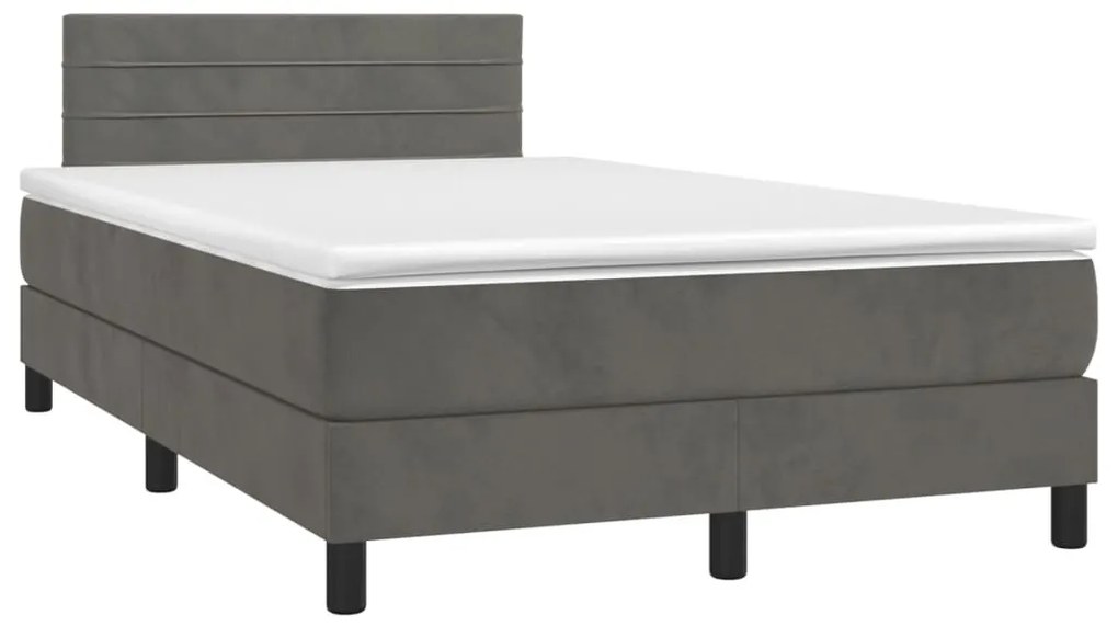 Letto a molle con materasso e led grigio scuro 120x200 cm