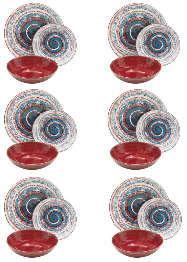 SET 18 PZ TAVOLA ECLISSE PORCELLANA ROSSO