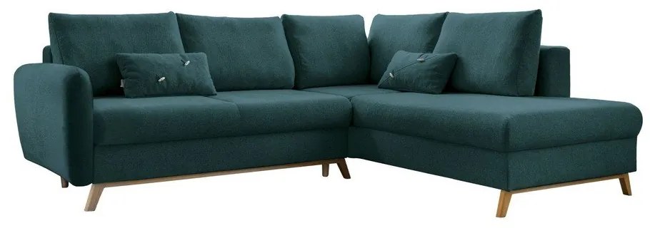 Divano letto angolare turchese L, angolo destro Scandic Lagom - Miuform
