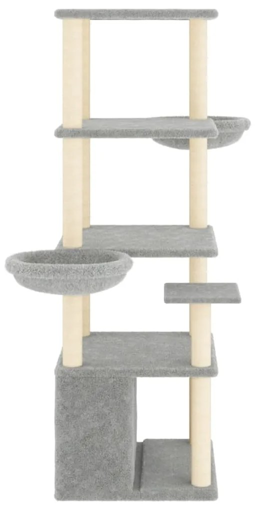 Albero per gatti con tiragraffi in sisal grigio chiaro 147 cm