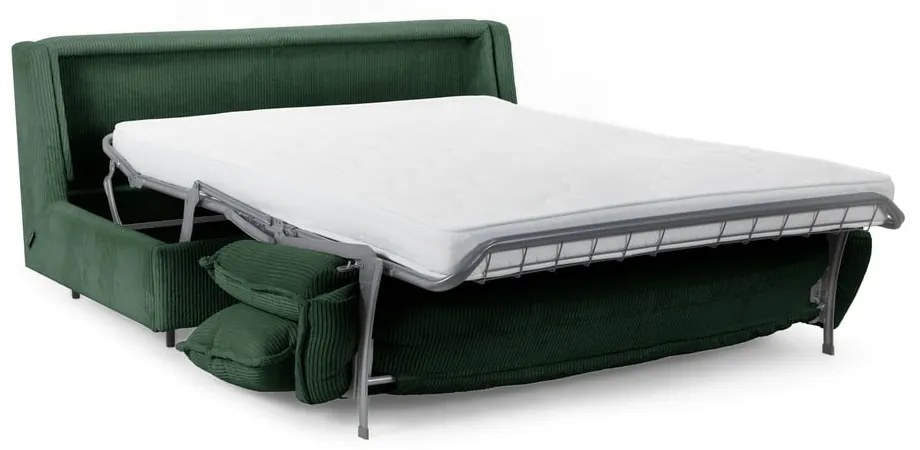 Divano verde allungabile con rivestimento in velluto a coste 184 cm Isadora – Bobochic Paris