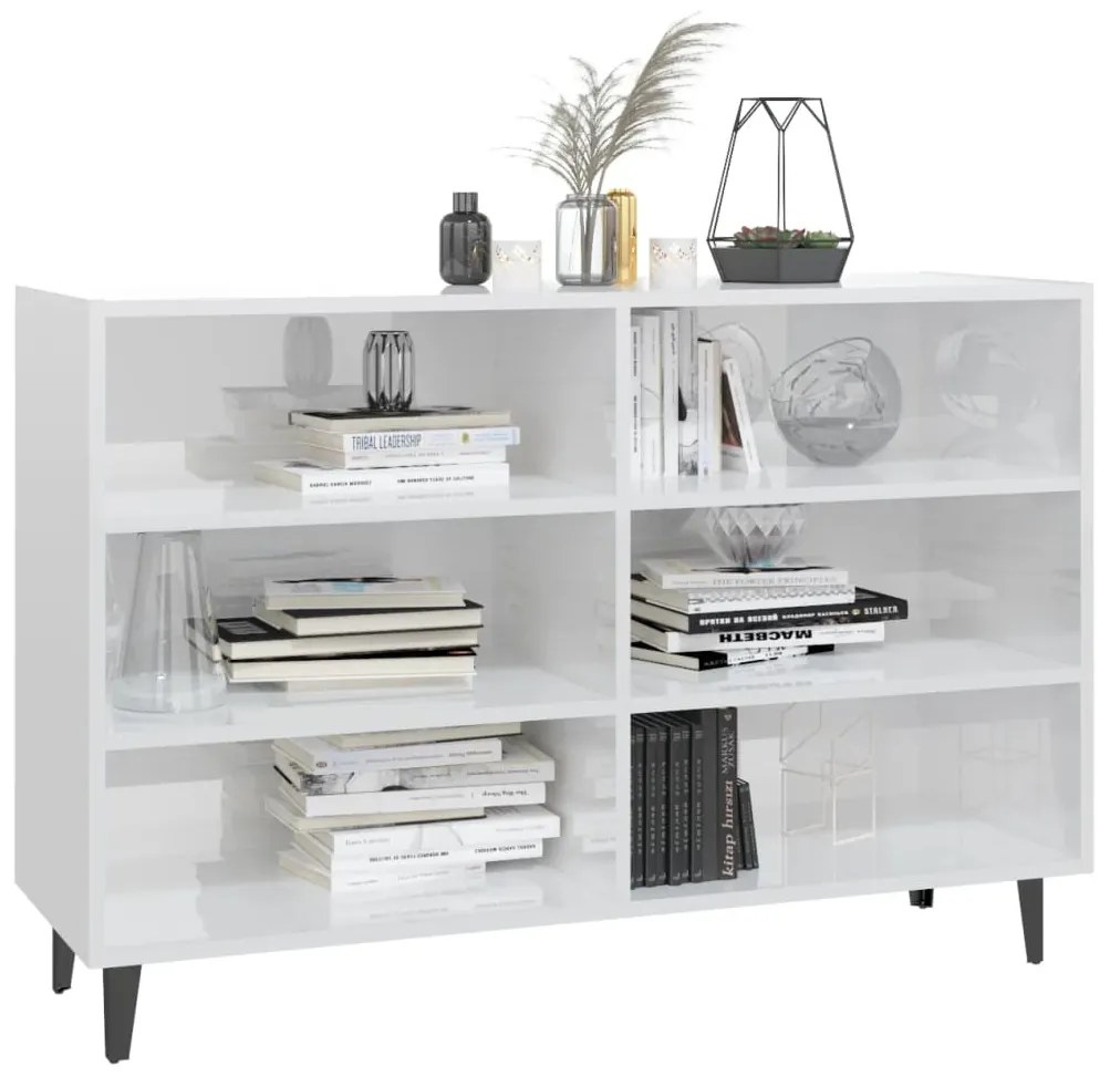 Credenza bianco lucido 103,5x35x70 cm in truciolato