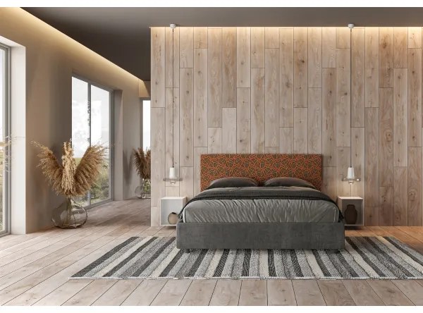 Letto matrimoniale con rete imbottito 160x210 tessuto Era 4 arancio Arla