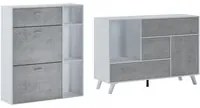 Set ingresso, sala da pranzo, credenza, bianco e porte e cassetti cemento - buffet - scarpiera