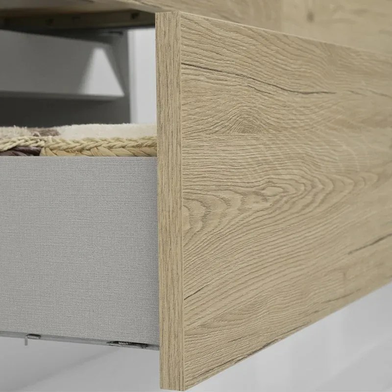 Mobile bagno sospeso 90 cm Duble rovere africa completo di lavabo e specchio
