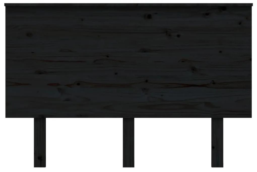 Testiera per letto nera 124x6x82,5 cm in legno massello di pino