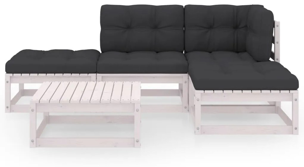 Set divani da giardino 5 pz con cuscini legno massello pino