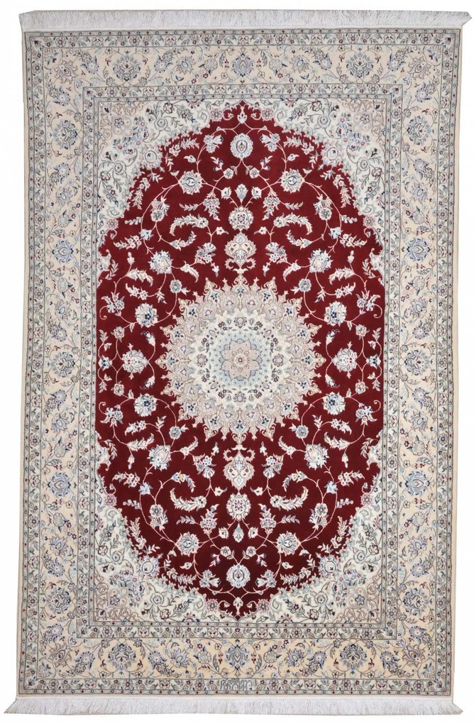 Nain Tappeto persiano 150x240 Rosso (Iran) Annodato A Mano