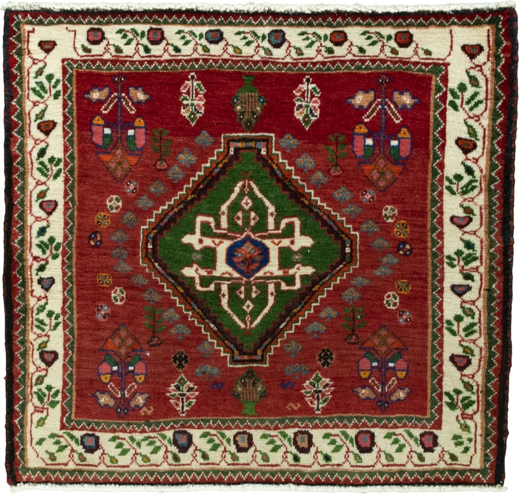 Shiraz Tappeto 60x60 Rosso (Iran) Annodato A Mano