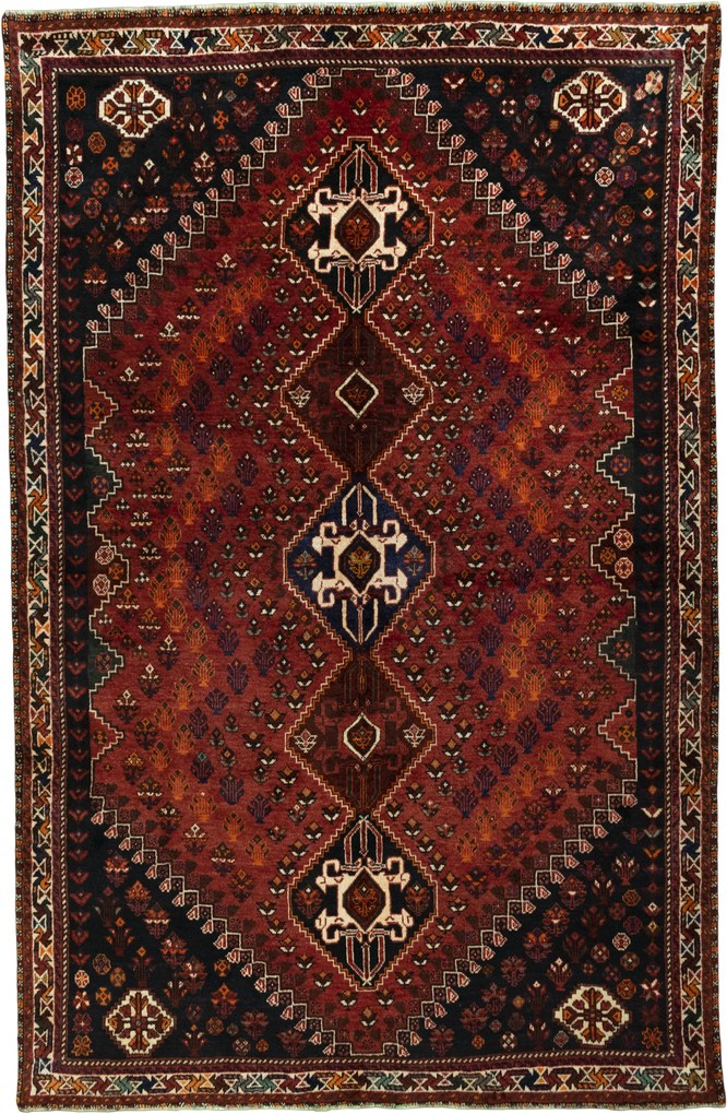 Shiraz Tappeto persiano 280 x 180 Rosso (Iran) Annodato A Mano
