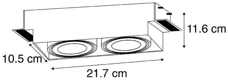 Faretto incasso nero GU10 AR70 senza cornice 2 luci - Oneon