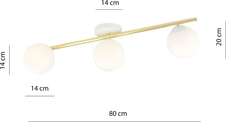 Lampada da soffitto in acciaio SPLENDI 3 Bianco e Oro 3xE14