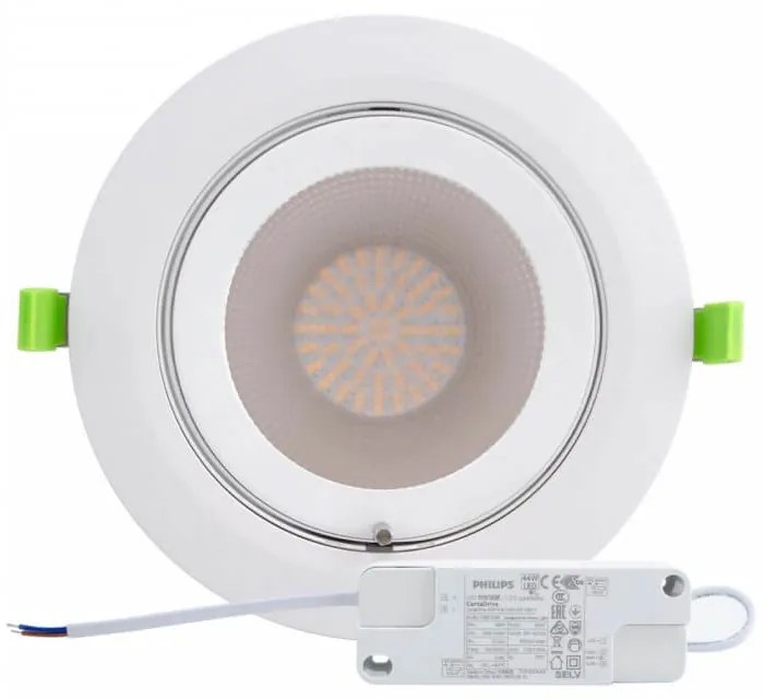 Faro LED da Incasso 44W Orientabile Rotondo, Foro Ø210mm, Bianco - Philips Certadrive 140lm/W Colore Bianco Caldo 2.700K