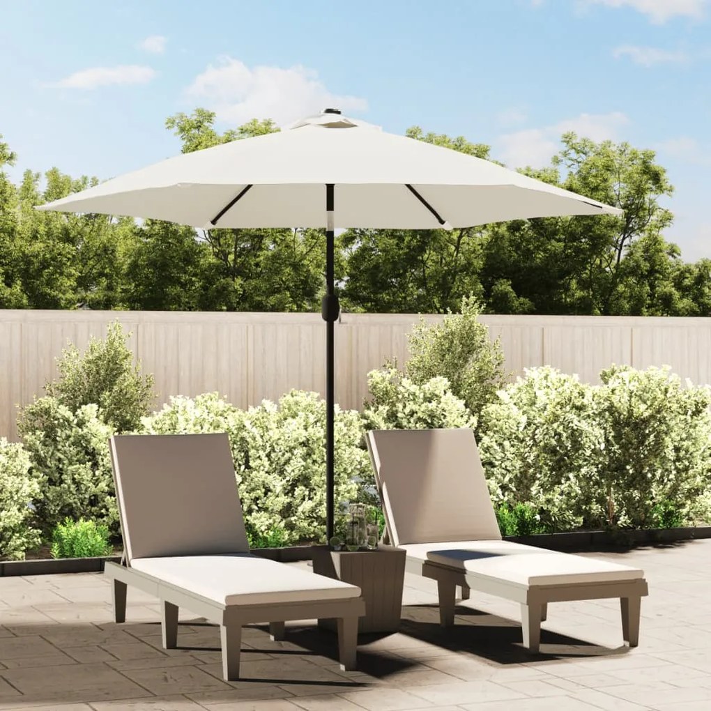 Vidaxl Ombrellone A Sbalzo Da Giardino Con Led 3m Bianco Sabbia /