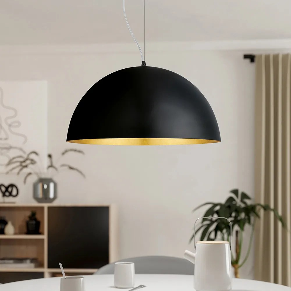 Lampadario Contemporaneo Gaetano 1 Luce Acciaio Nero E Oro