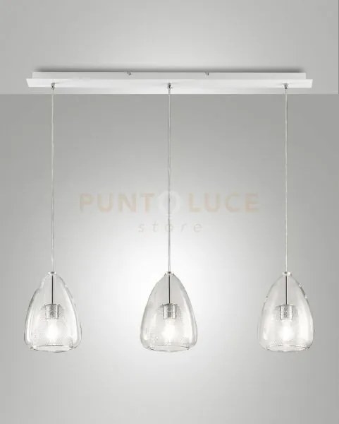 Britton lampadario a sospensione in vetro trasparente d.22cm 3 luc...