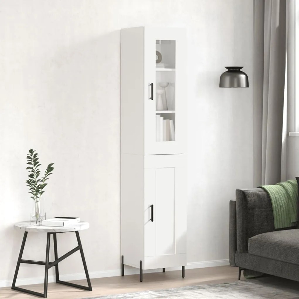 Credenza 34,5x34x180 cm in legno multistrato bianco lucido