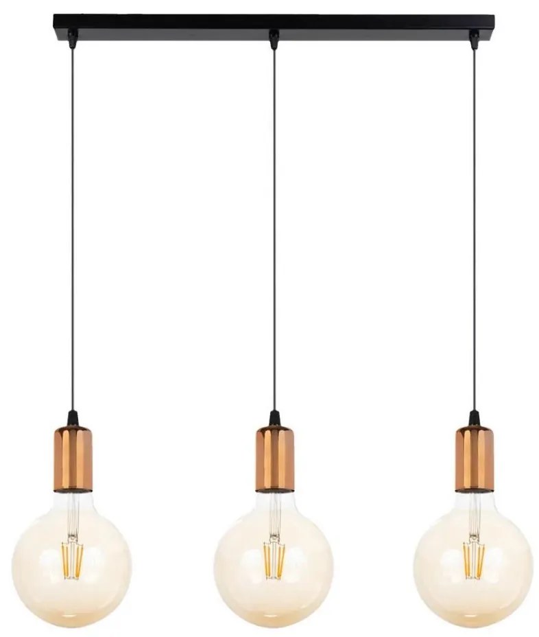 Lampadario a sospensione con filo MIROS 3xE27/60W/230V nero/rame