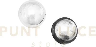 Applique turtle bianca tonda liscia in vetro ip54 1 luce attacco e2...