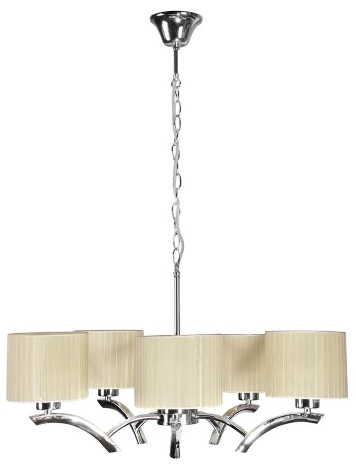 Lampadario a sospensione con filo DRAGA 5xE27/60W/230V beige/cromo lucido