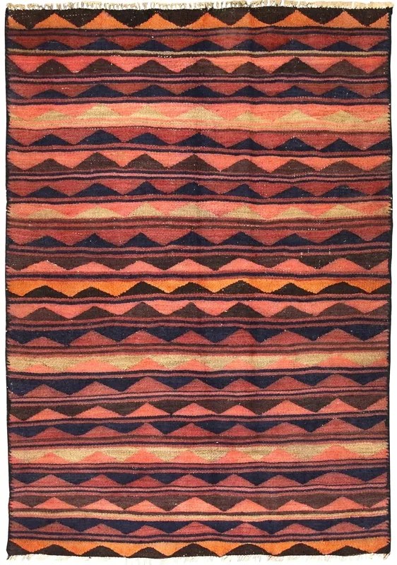 Kilim Tappeto 130 x 190 Rosso (Iran) Tessuto A Mano