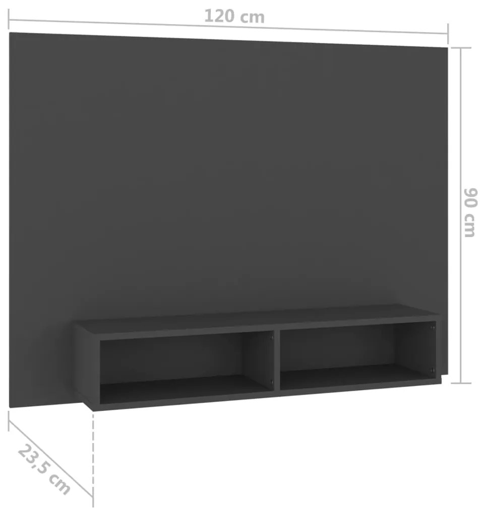 Mobile TV a Muro Grigio 120x23,5x90 cm in Legno Multistrato