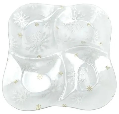 Piatto da portata in vetro a tema natalizio ø 28,5 cm Frosty Flakes – Dakls