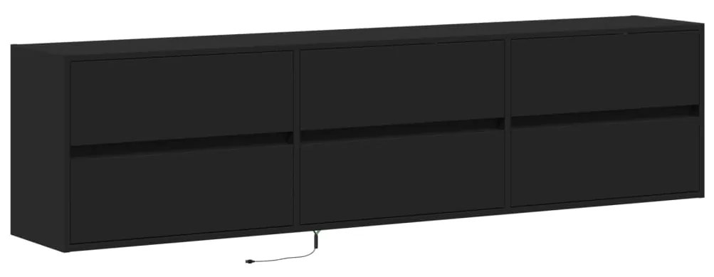 Mobile tv a parete con led nero 180x31x45 cm