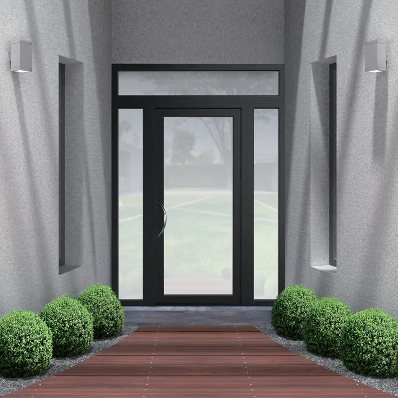 Portoncino d'ingresso Condo24 L 90 x H 210 cm in alluminio nero, apertura spingere a destra