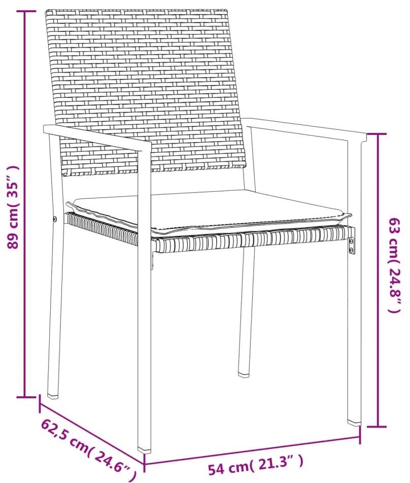 Set Pranzo da Giardino 9 pz con Cuscini in Polyrattan e Acciaio