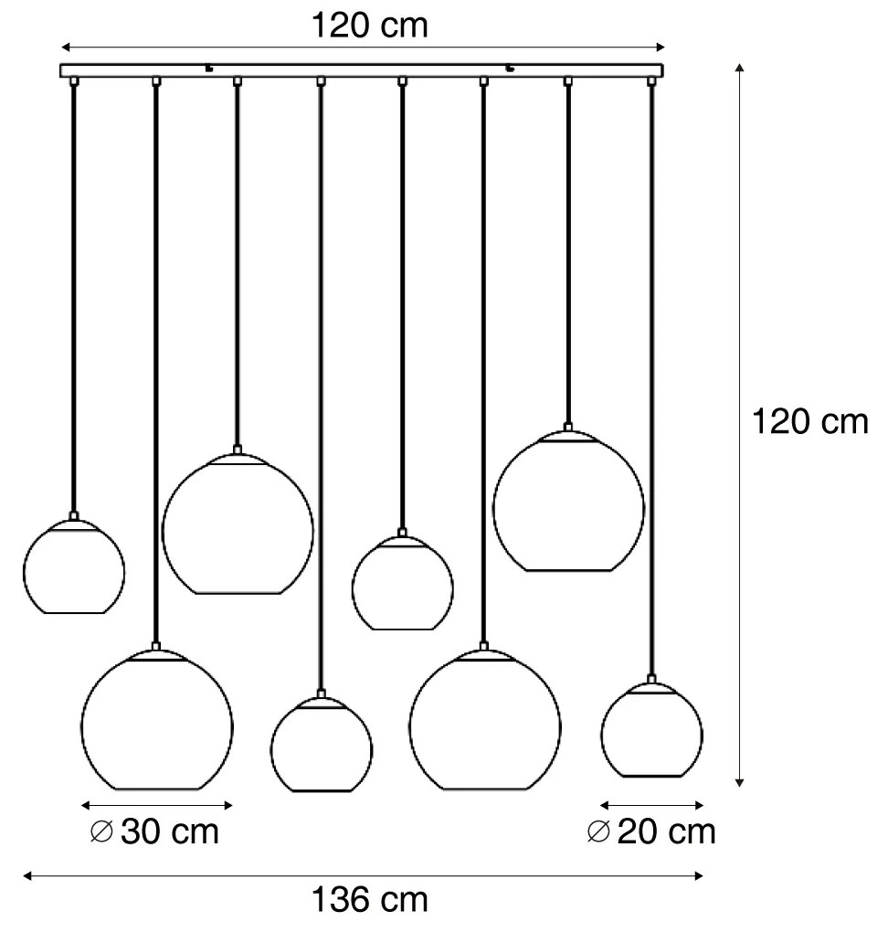 Lampada a sospensione Art Déco beige con vetro bianco 8 luci - Sandra