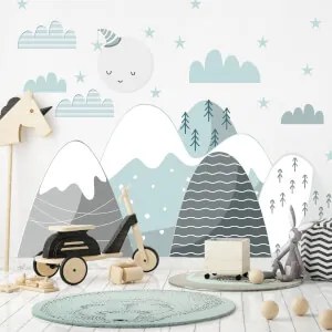 Adesivi murali - Colline e mezzaluna in menta | Inspio
