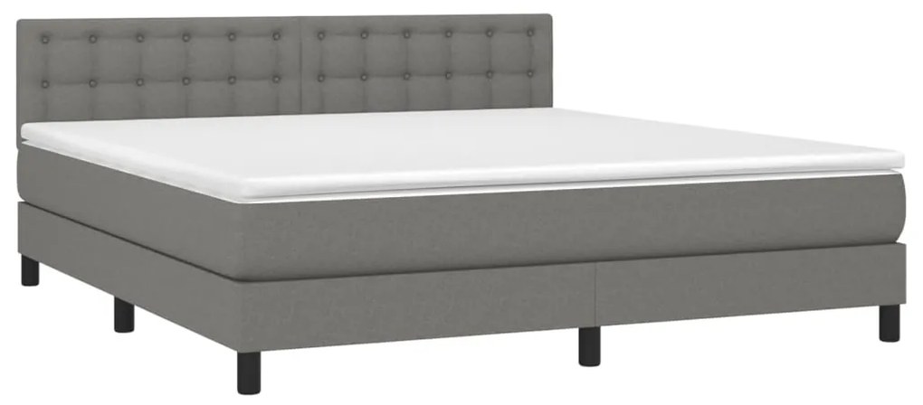 Letto a molle materasso e led grigio scuro 180x200cm in tessuto