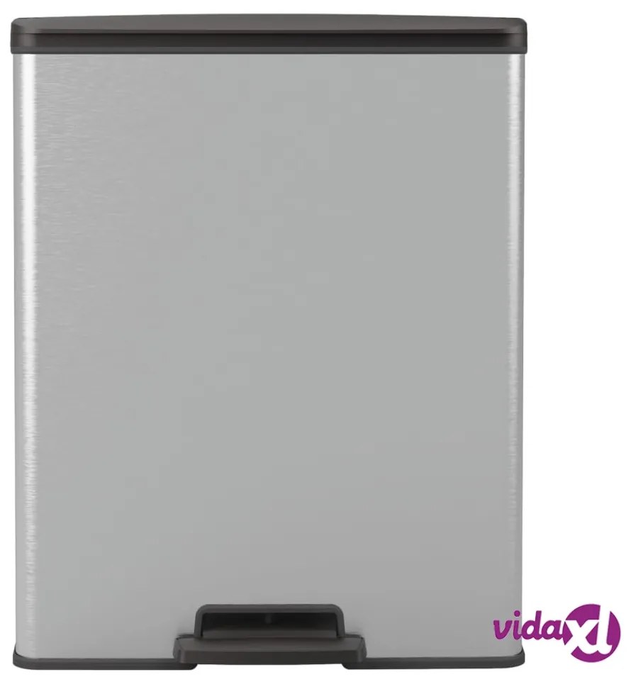 Curver Pattumiera a Pedale Deco Rettangolare 65 L Argento