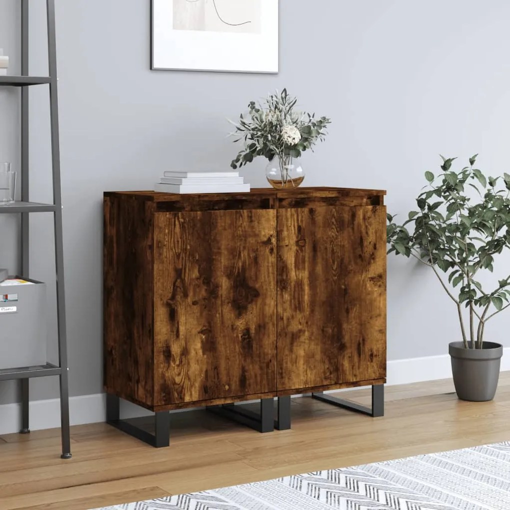 Credenze 2 Pz Rovere Fumo 40x35x70 Cm İn Legno Multistrato /
