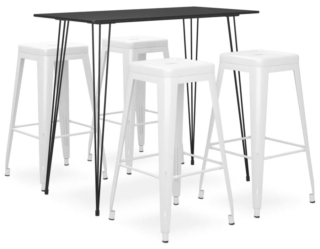 Set Da Bar 5 Pz Nero E Bianco /