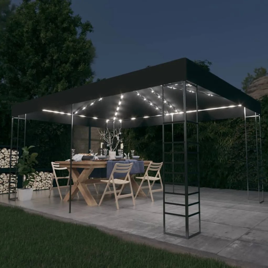 Gazebo Con Stringa Di Luci Led 3x4 M Antracite /