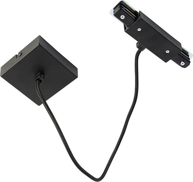 Alimentatore I con piastra di montaggio quadrata per binario monofase nero - Iconic