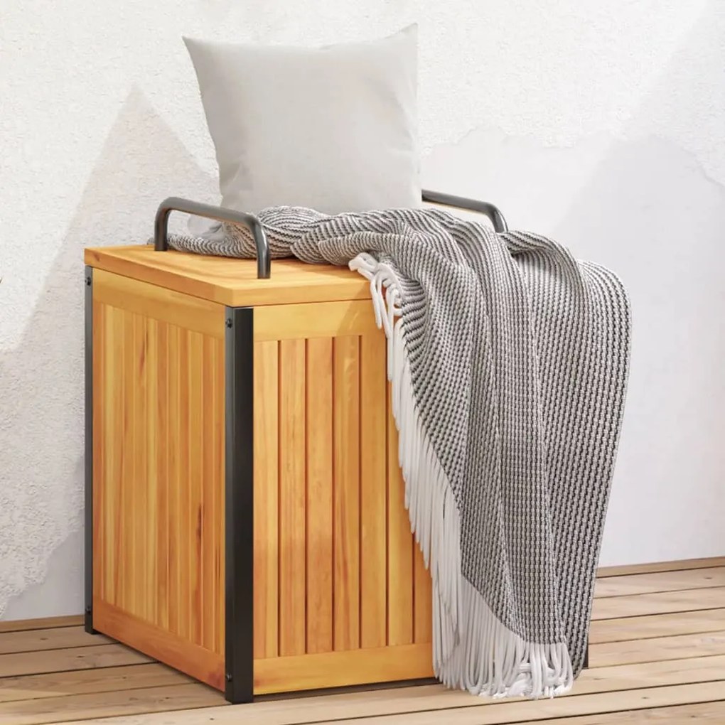 Cassa da esterno per cuscini 45x45x45/53cm in legno e acciaio