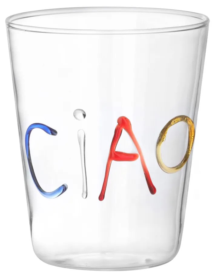 Bicchiere scritta Ciao in vetro borosilicato, da 380 ml