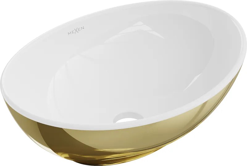 Mexen Elza lavabo da appoggio 40 x 33 cm, bianco/oro - 21014006