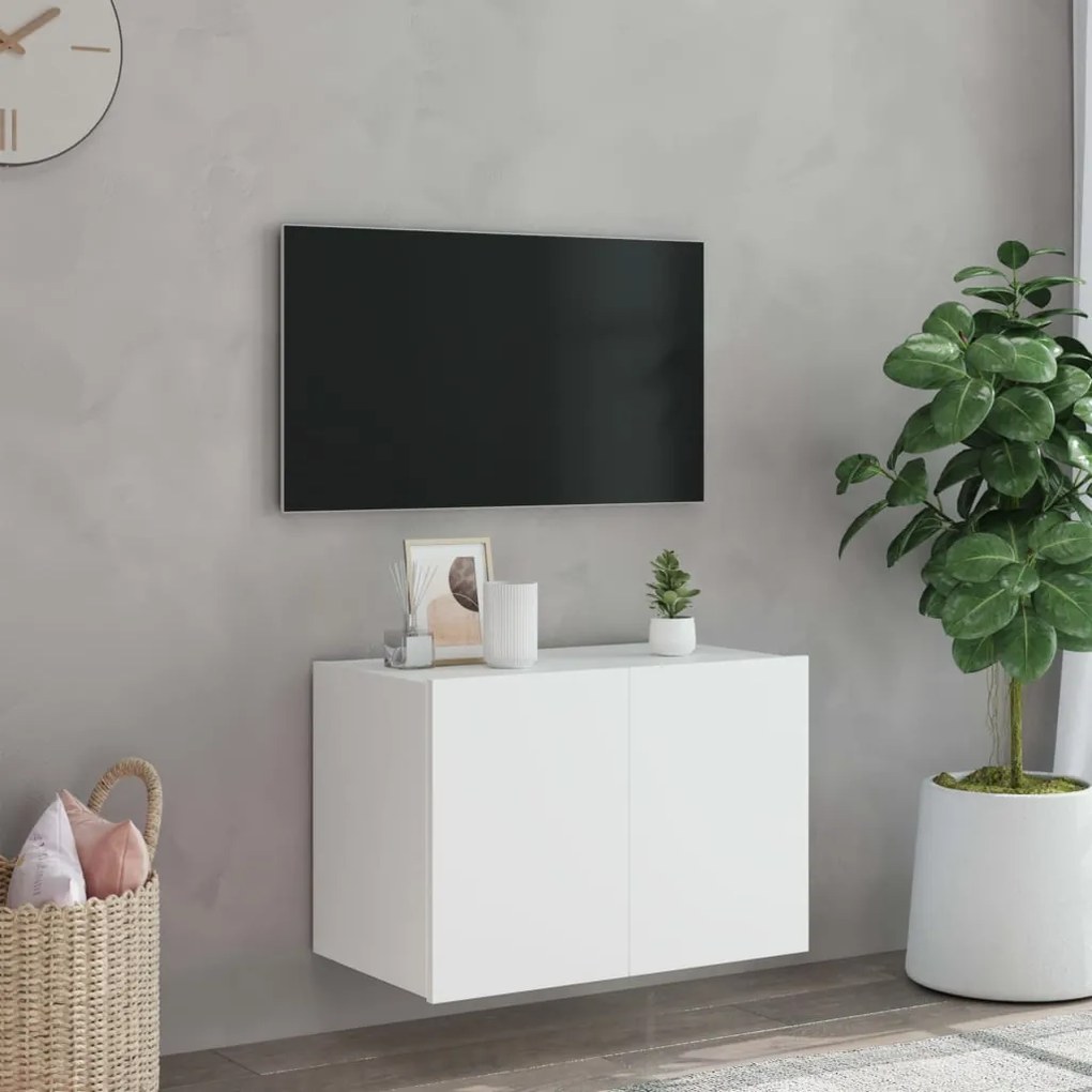 Mobile tv a parete con luci led bianco 60x35x41 cm