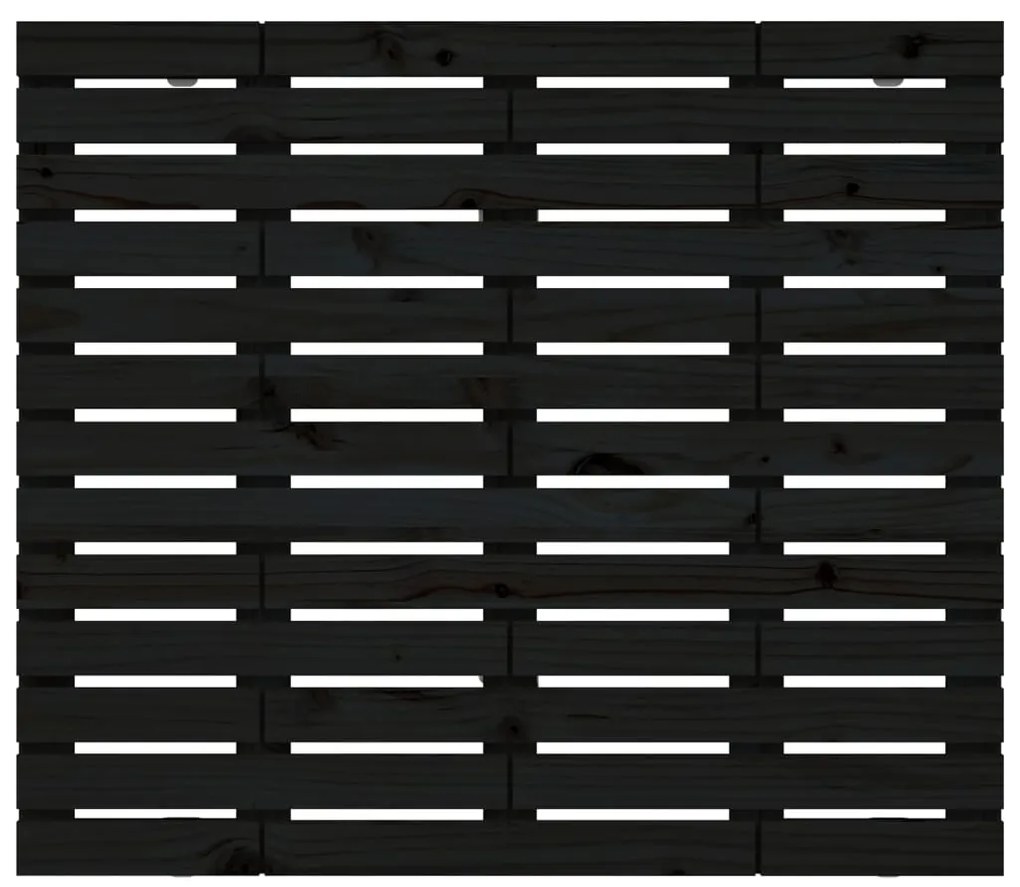 Testiera da parete nera 126x3x91,5cm in legno massello di pino