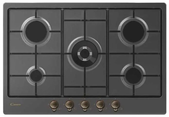 [prodotto Usato] Outlet Candy O-Chw74wgtgh Piano Cottura Da Incasso 75cm 5 Fuochi A Gas Colore Antracite - Con Difetti