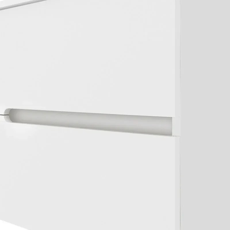 Mobile bagno sospeso 80 bianco lucido con lavabo e specchio LED Eva