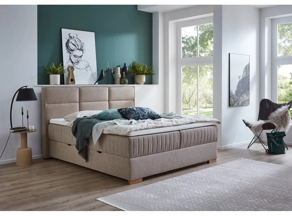 Letto boxspring beige con contenitore 180x200 cm Tambo - Meise Möbel