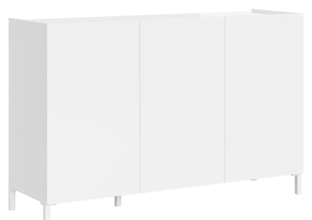 Madia e Porta TV Solaria bianco lucido con ante e cassetti, 3 Ante / 130x40x84 cm