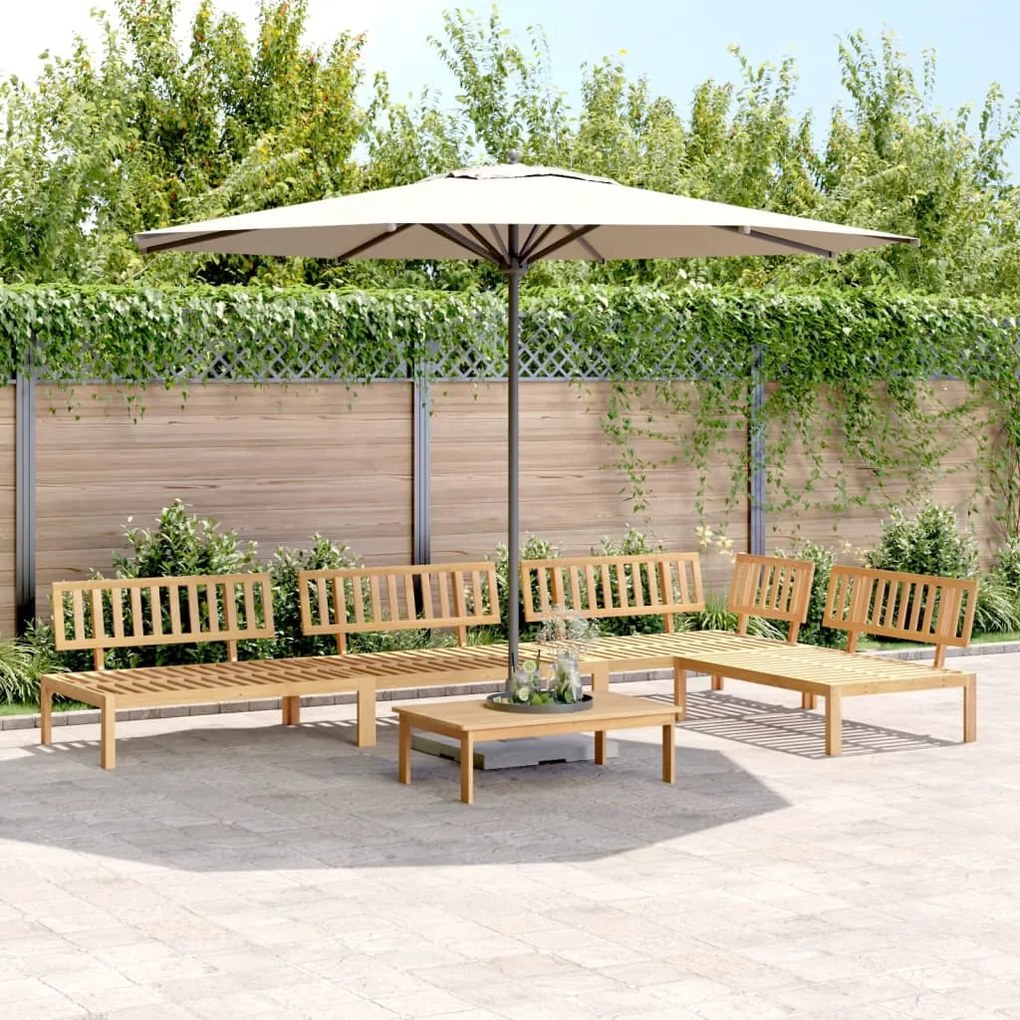 Set divano pallet da giardino 5 pz in legno massello di acacia