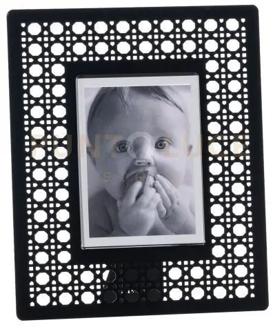 Portafoto di design vienna piccolo nero in ferro e polimetilmetacri...