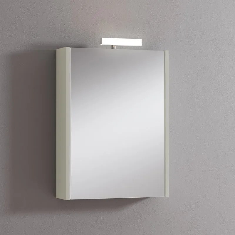 Pensile con luce Akira laccato lucido grigio nuvola L 51.5 x H 70 x P 15.5 cm